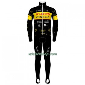 Fietskleding (Fietsshirt Lange Mouw + Lange Koersbroek) 2023 Lotto-Kern Haus - Geel Zwart